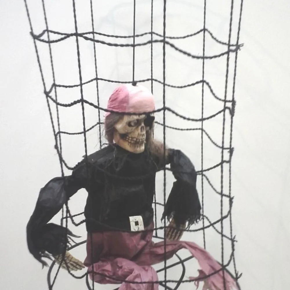 Vintage Halloween Pirate, Hanging Cage Party Yard Porch Prop 36H x 24D
